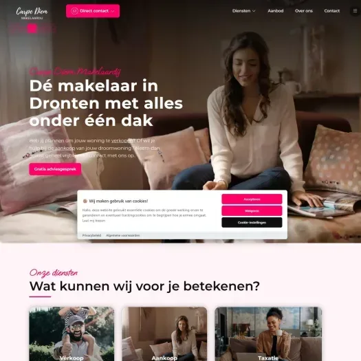 Screenshot van de website van www.carpediemmakelaardij.nl