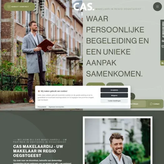 Screenshot van de website van www.casmakelaardij.nl