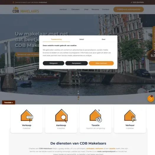 Capture d'écran du site web de www.cdbmakelaars.nl