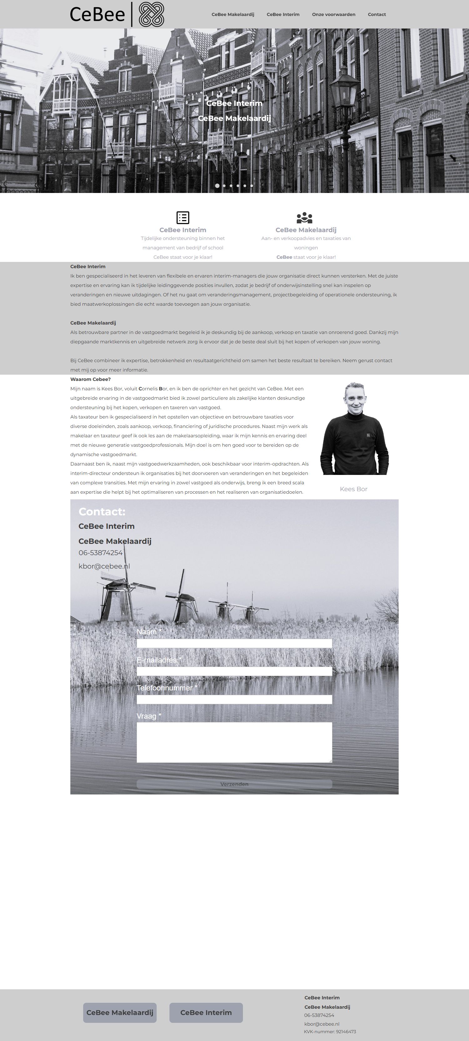 Screenshot of the website of www.cebee.nl