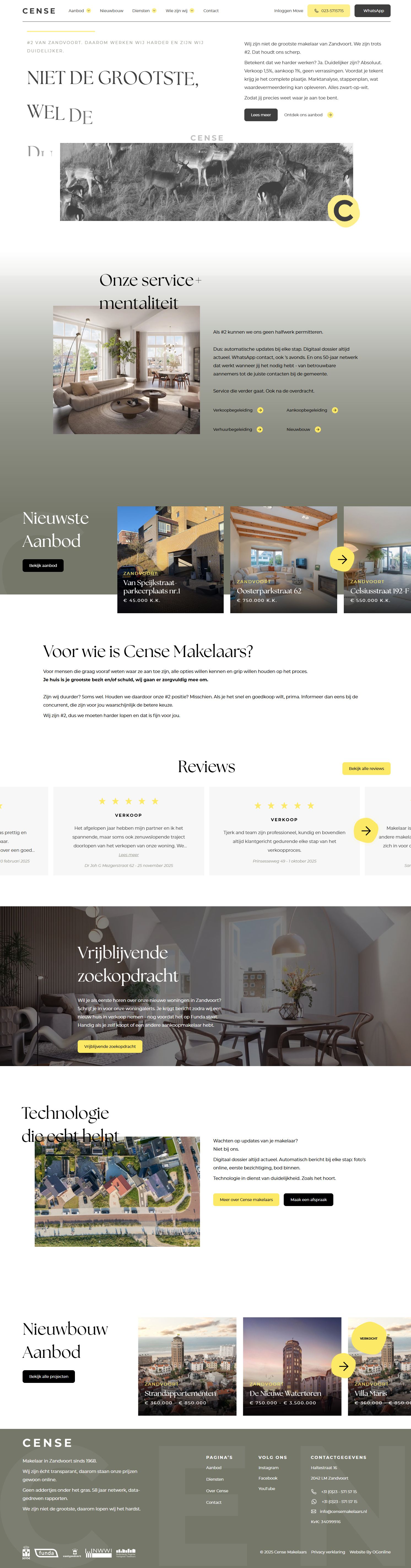 Screenshot of the website of www.censemakelaars.nl