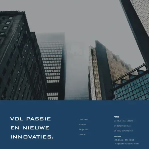 Screenshot van de website van www.censusrealestate.nl