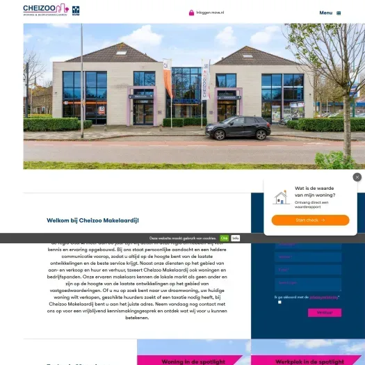 Screenshot van de website van www.cheizoomakelaardij.nl