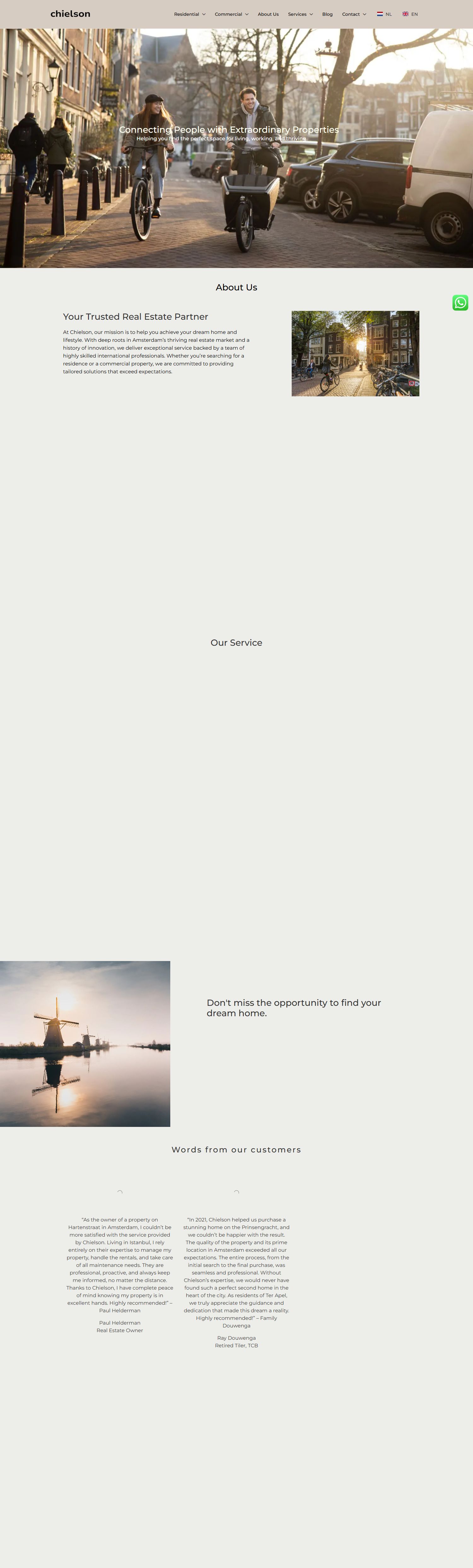 Screenshot van de website van www.chielson.com