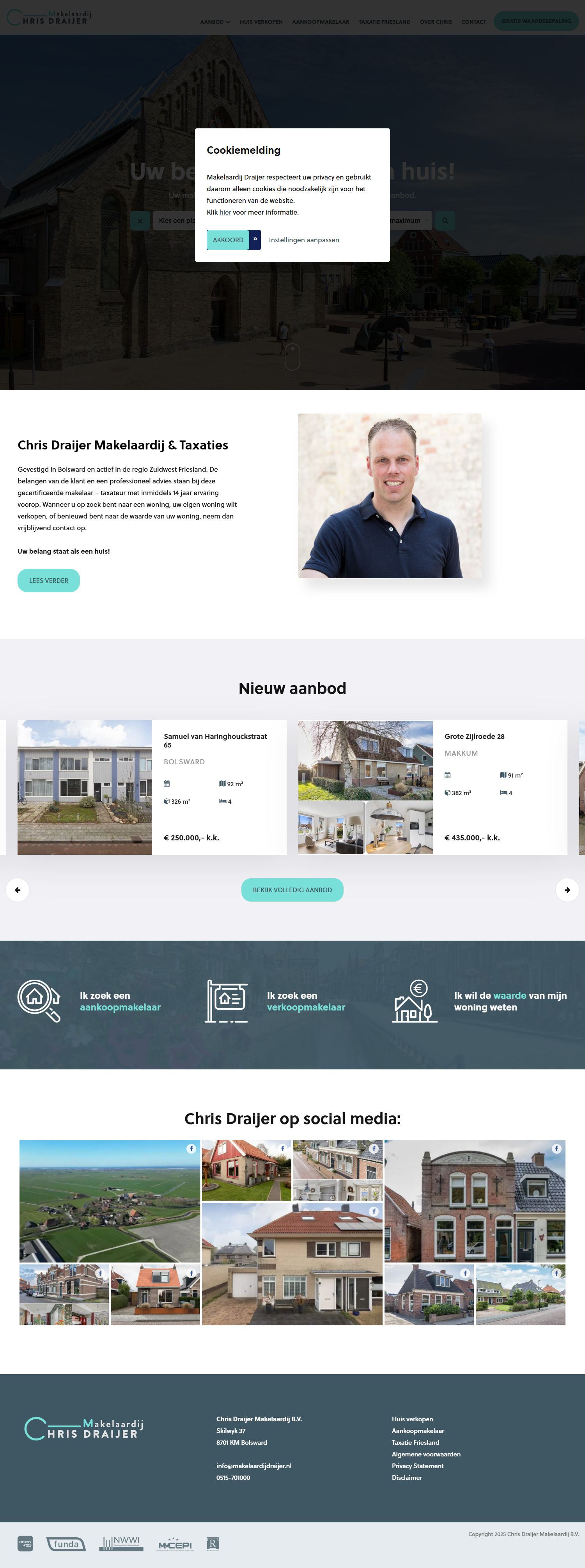 Screenshot of the website of www.makelaardijdraijer.nl
