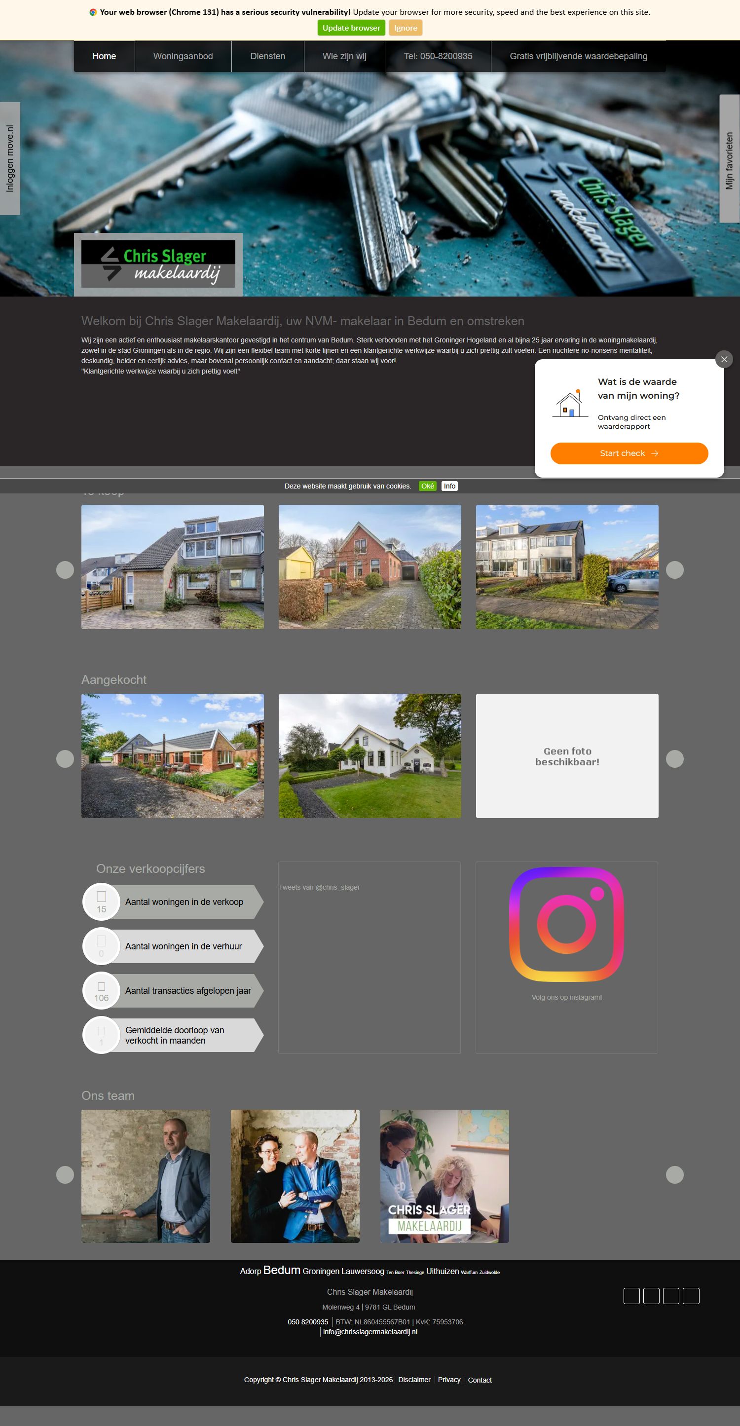 Screenshot der Website von www.chrisslagermakelaardij.nl