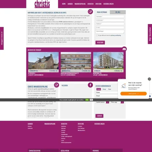 Screenshot van de website van www.christismakelaardij.nl