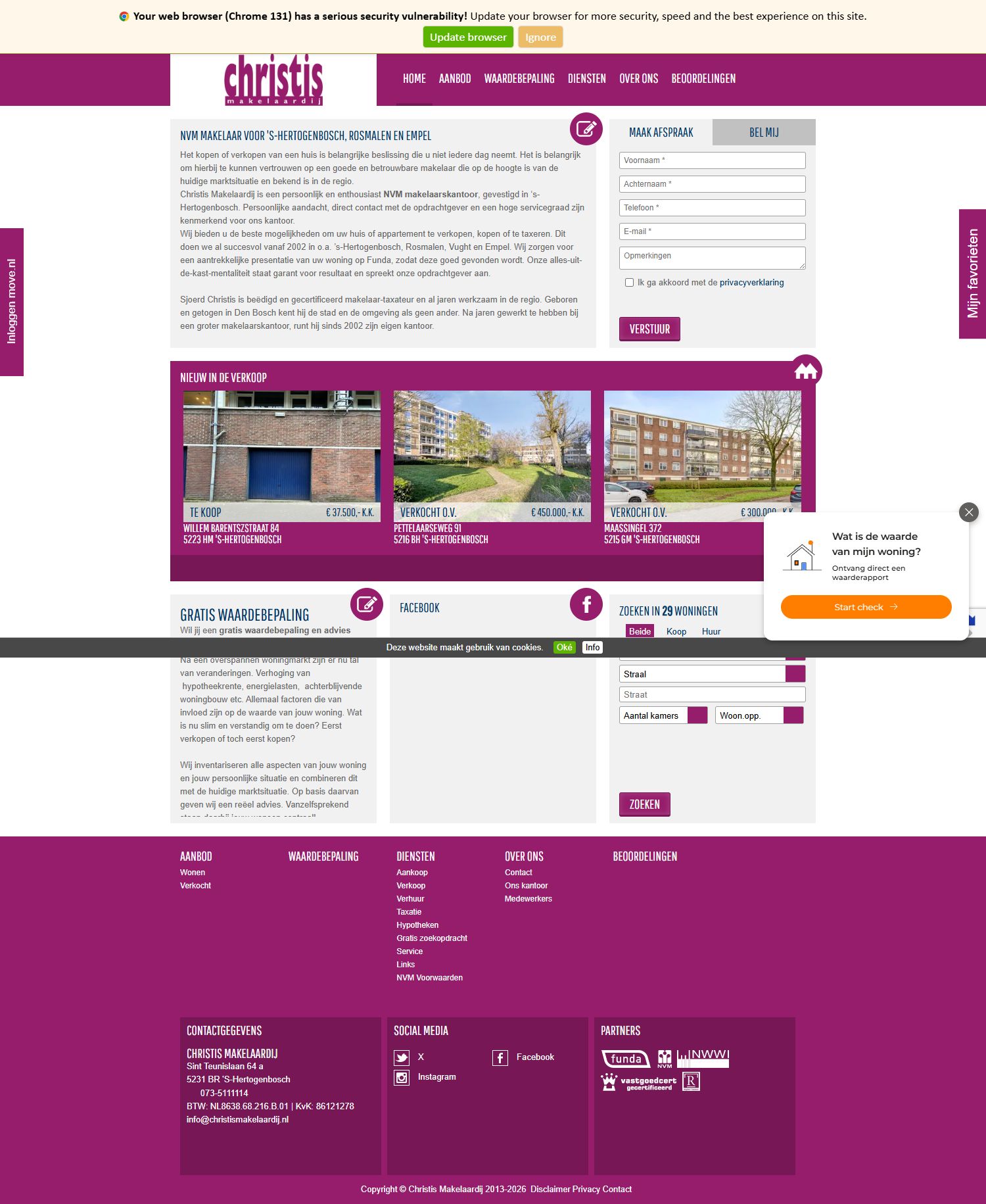 Capture d'écran du site web de www.christismakelaardij.nl