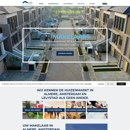 Screenshot of the website of www.citimakelaars.nl