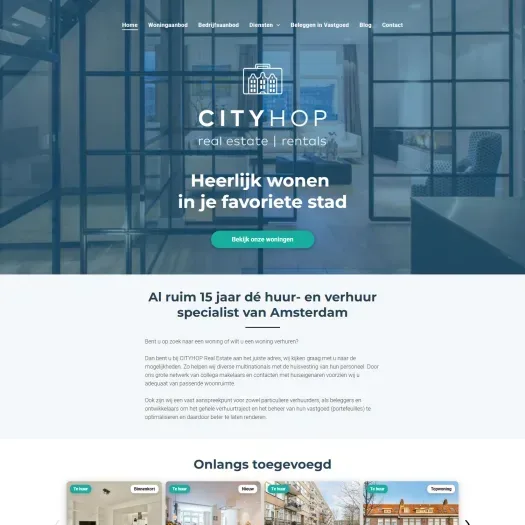 Screenshot van de website van www.cityhop.nl