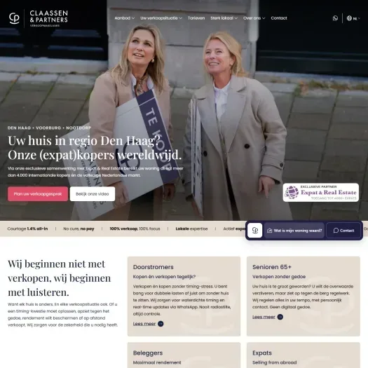 Screenshot van de website van www.claassen-partners.nl