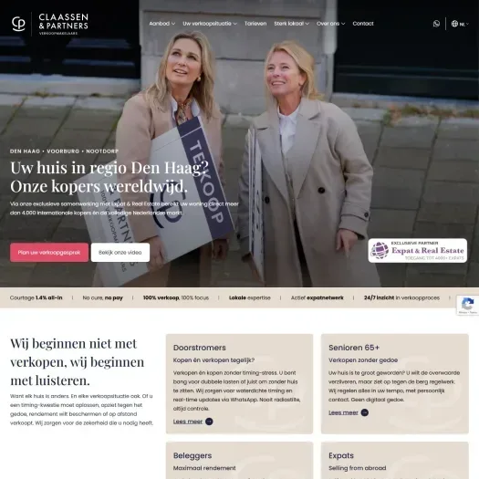 Screenshot van de website van www.claassen-partners.nl