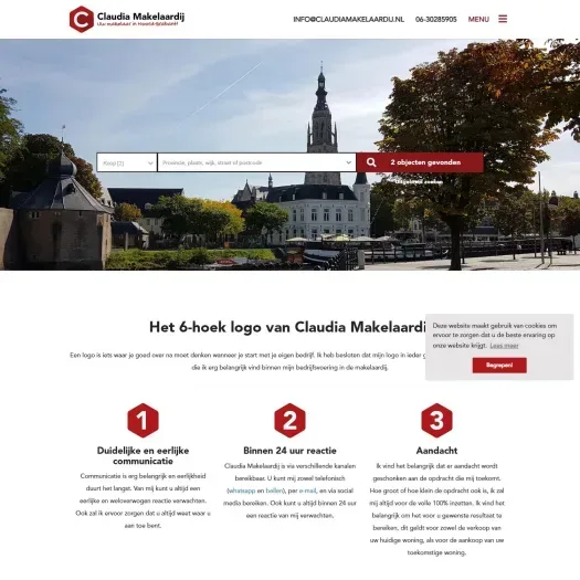Screenshot der Website von www.claudiamakelaardij.nl
