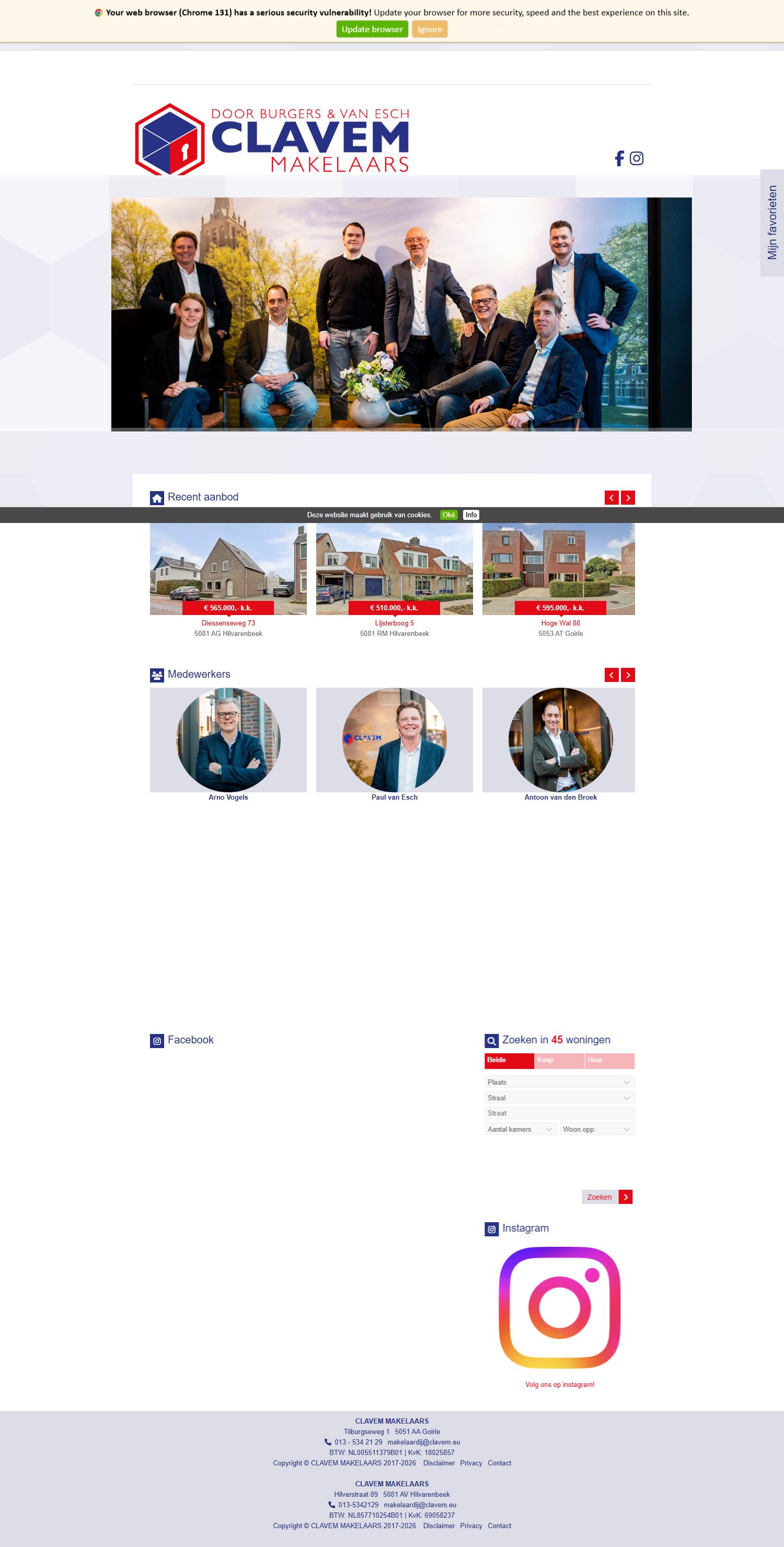 Screenshot van de website van www.clavem.eu