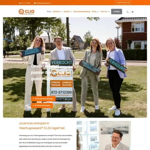 Capture d'écran du site web de www.cliqmakelaars.nl