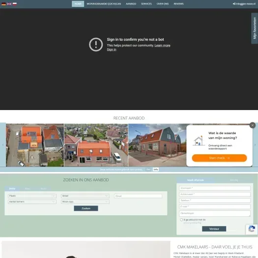 Screenshot van de website van www.cmkmakelaars.nl