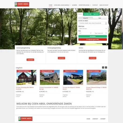 Screenshot van de website van www.coenabsil.nl