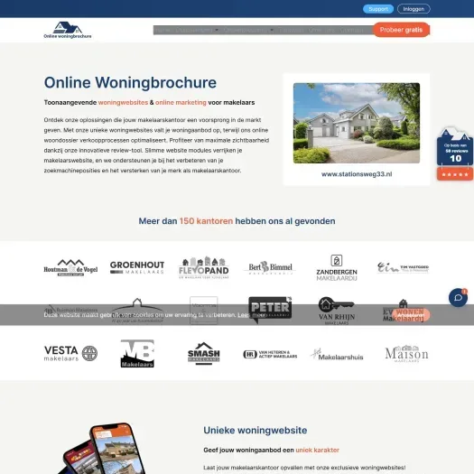 Screenshot van de website van www.comacon.nl
