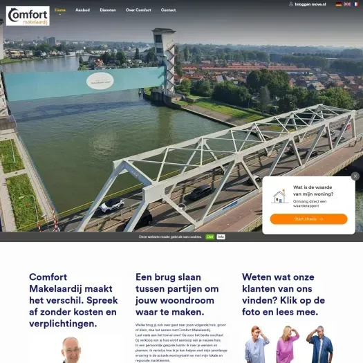 Screenshot van de website van www.comfortmakelaardij.nl