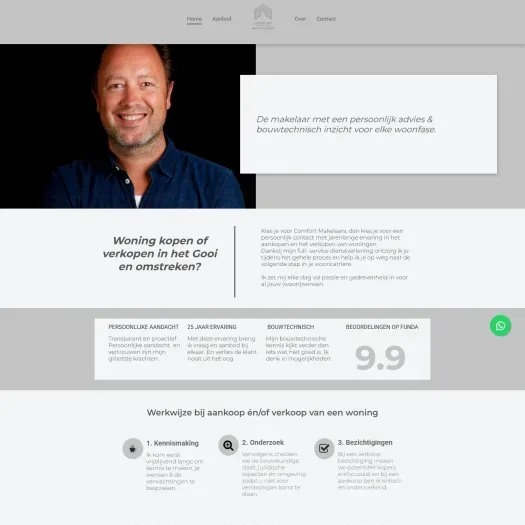 Screenshot van de website van www.comfortmakelaars.nl