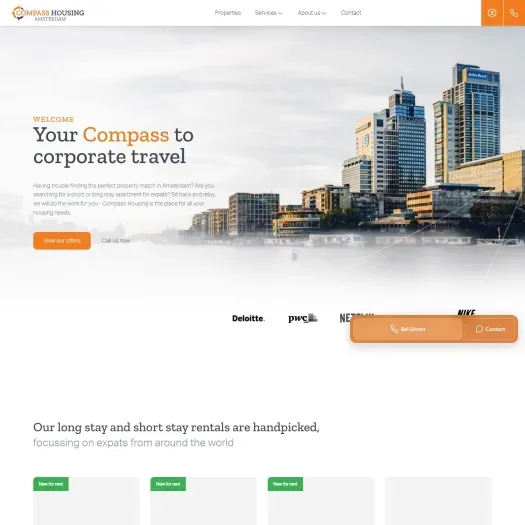Screenshot of the website of www.compasshousing.nl