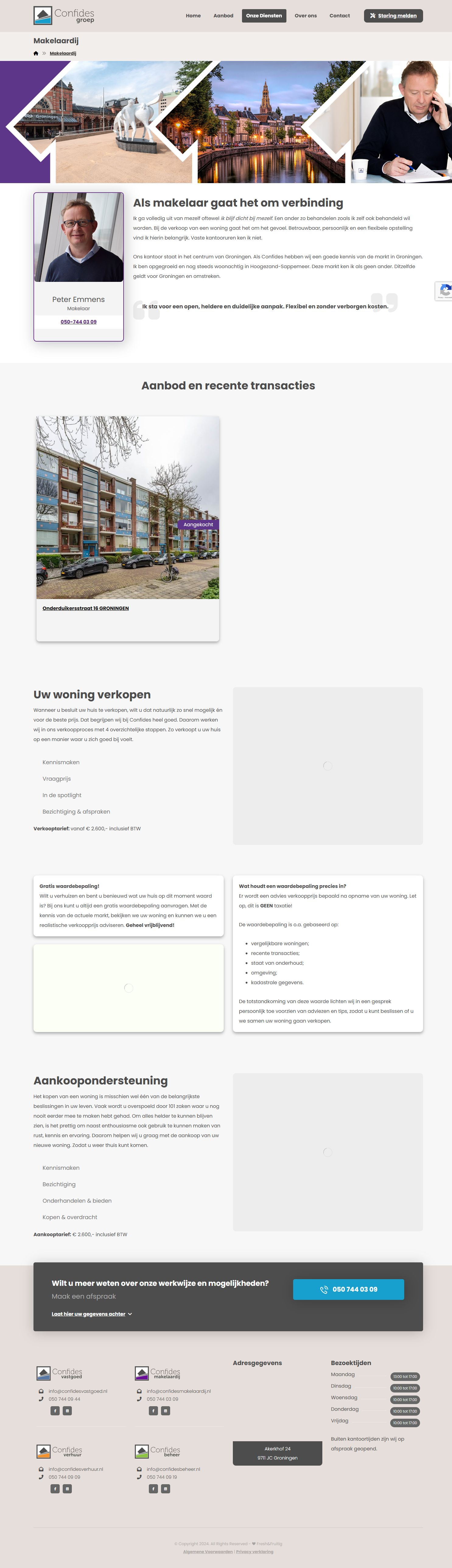 Screenshot of the website of confidesgroep.nl
