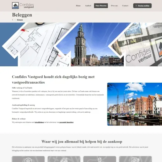 Screenshot van de website van www.confidesvastgoed.nl