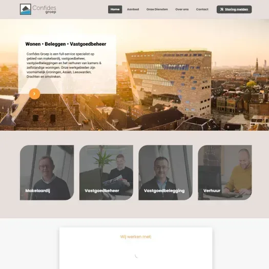 Screenshot van de website van www.confidesverhuur.nl