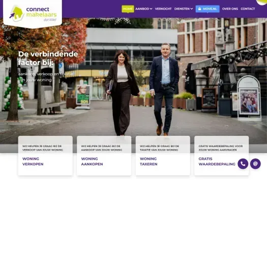 Screenshot van de website van www.connectmakelaars.com
