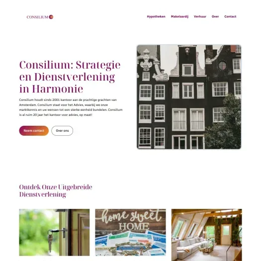 Capture d'écran du site web de www.consiliumbv.nl