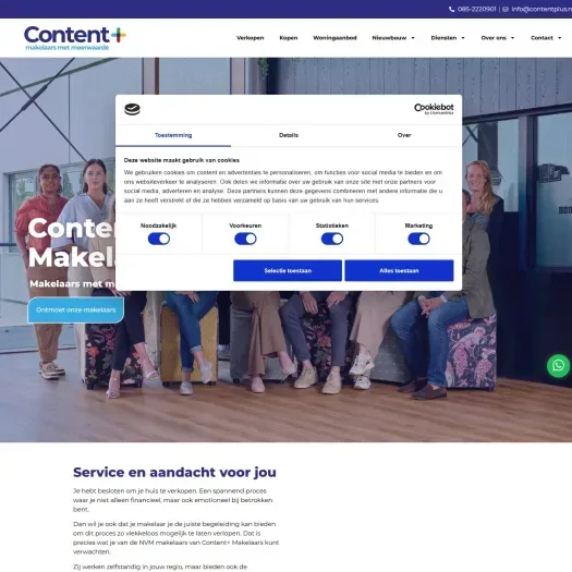 Screenshot van de website van www.contentplus.nl