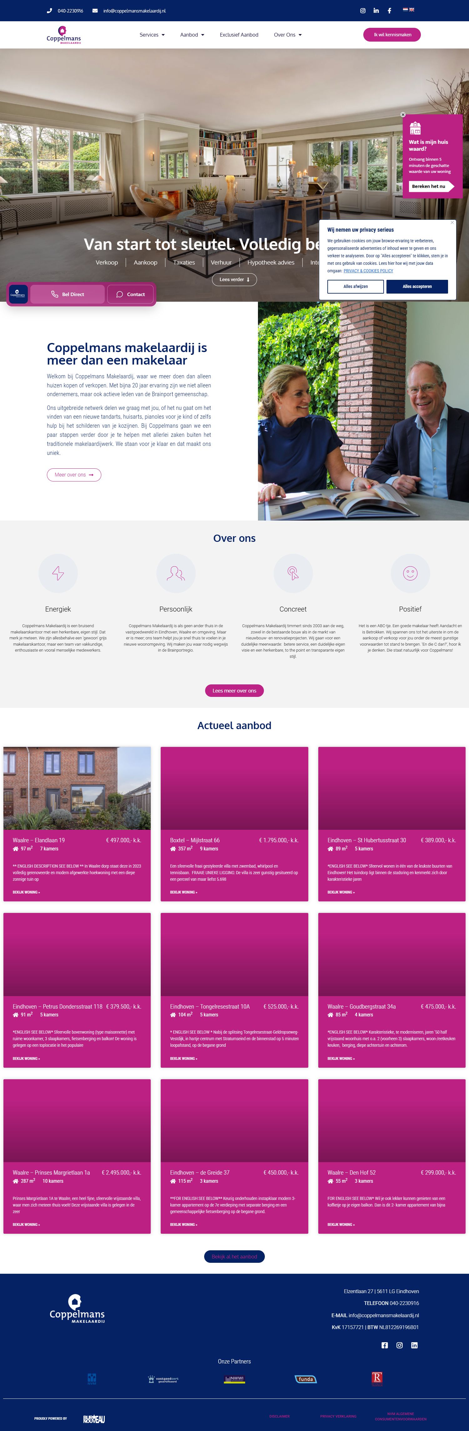 Screenshot of the website of www.coppelmansmakelaardij.nl