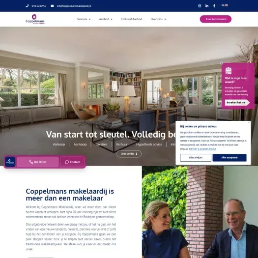 Screenshot van de website van www.coppelmansmakelaardij.nl
