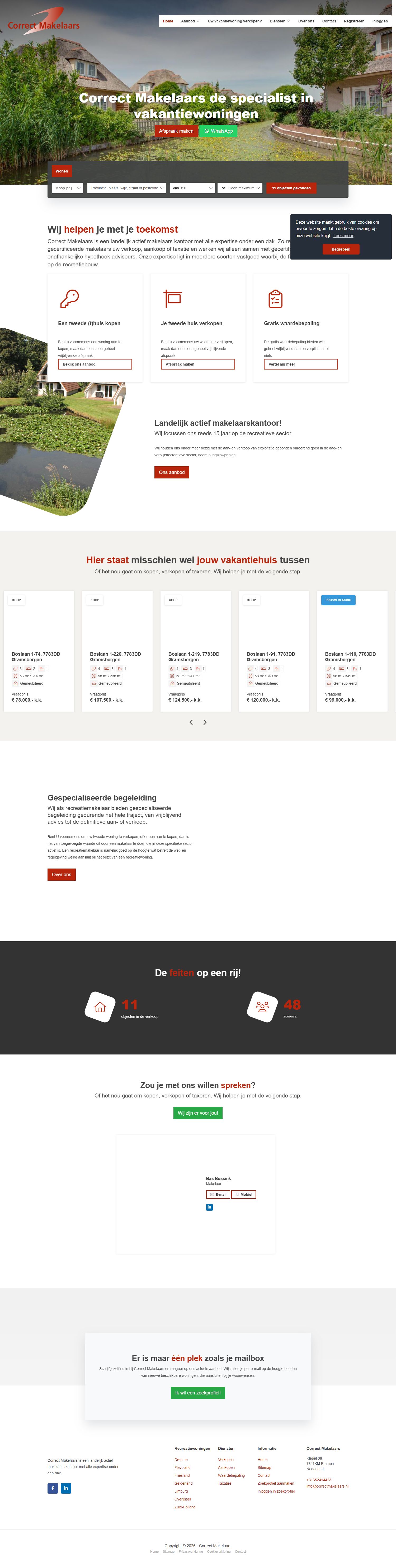Screenshot der Website von www.correctmakelaars.nl