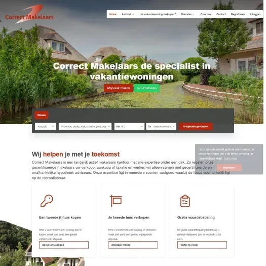 Screenshot of the website of www.correctmakelaars.nl