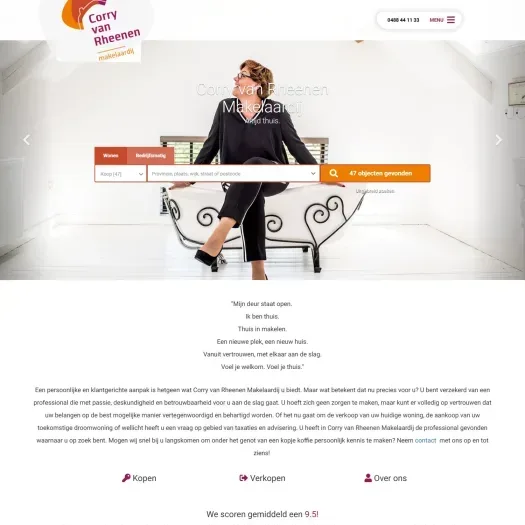 Screenshot van de website van www.corryvanrheenen.nl