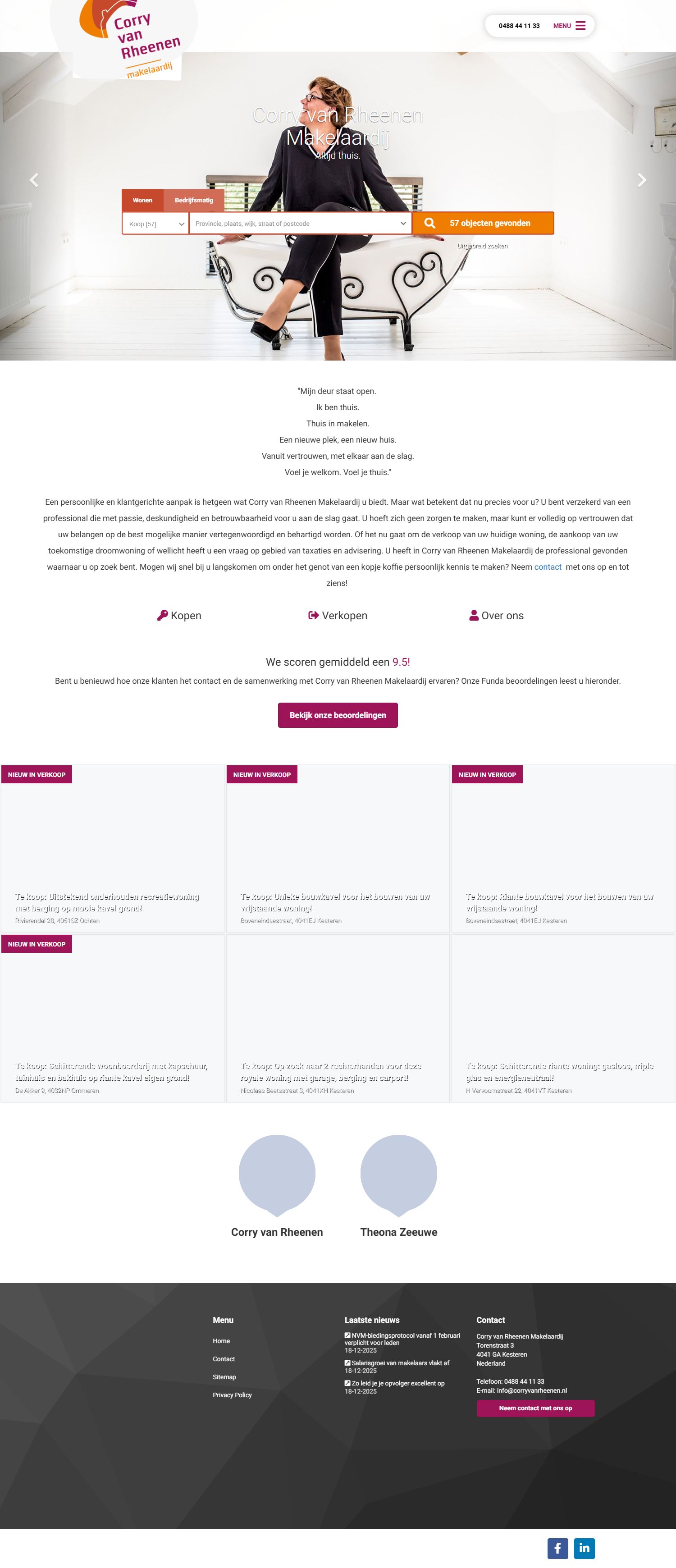 Screenshot der Website von www.corryvanrheenen.nl