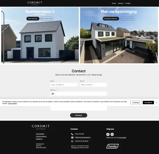 Screenshot van de website van www.corsmitvastgoed.nl