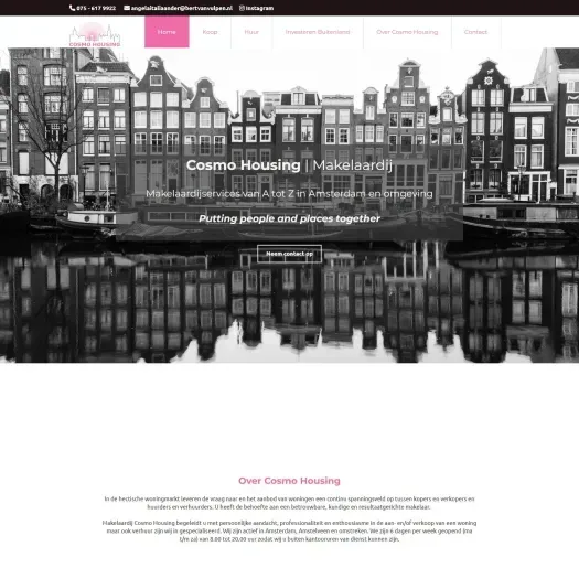 Screenshot der Website von www.cosmohousing.nl