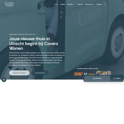Screenshot van de website van www.coverswonen.nl