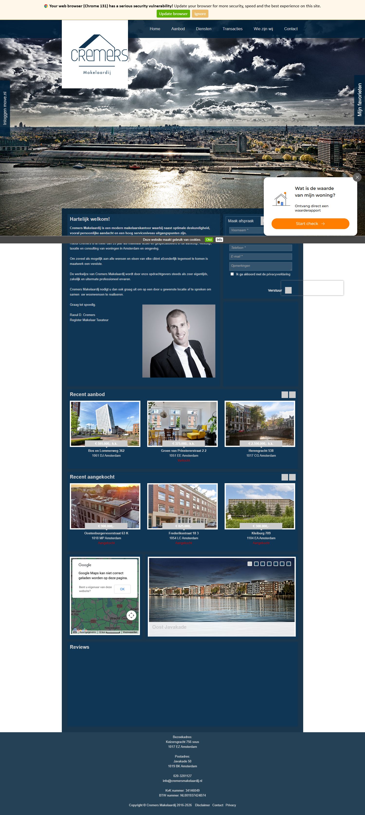 Screenshot der Website von www.cremersmakelaardij.nl
