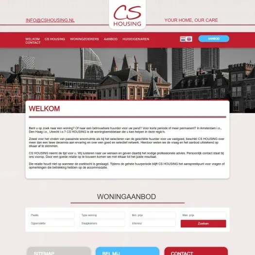 Screenshot van de website van www.cshousing.nl