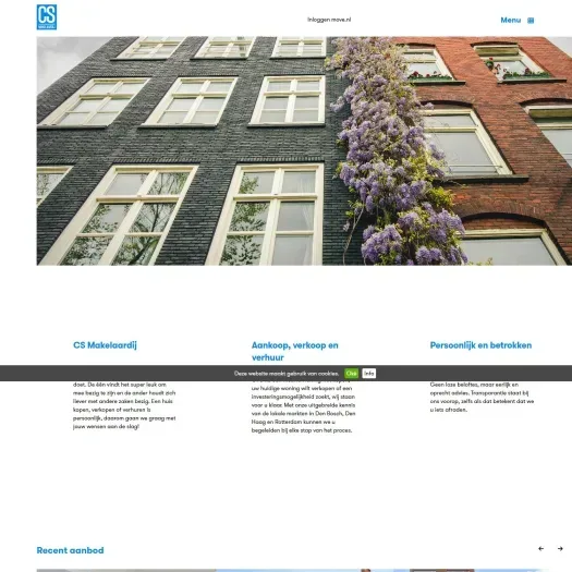 Screenshot van de website van csmakelaardij.nl