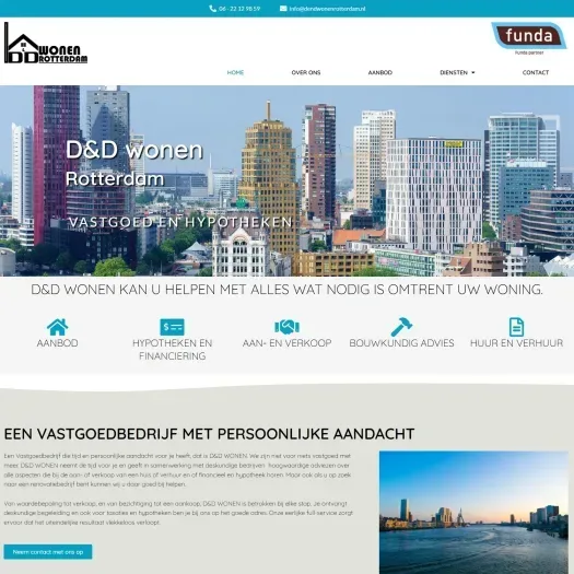 Screenshot van de website van www.dendwonenrotterdam.nl