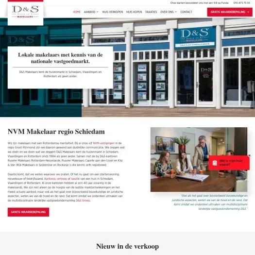Screenshot of the website of www.densmakelaars.nl