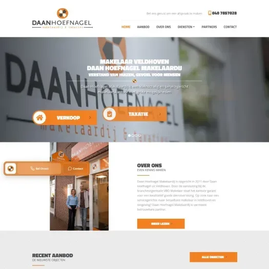 Screenshot van de website van www.daanhoefnagelmakelaardij.nl