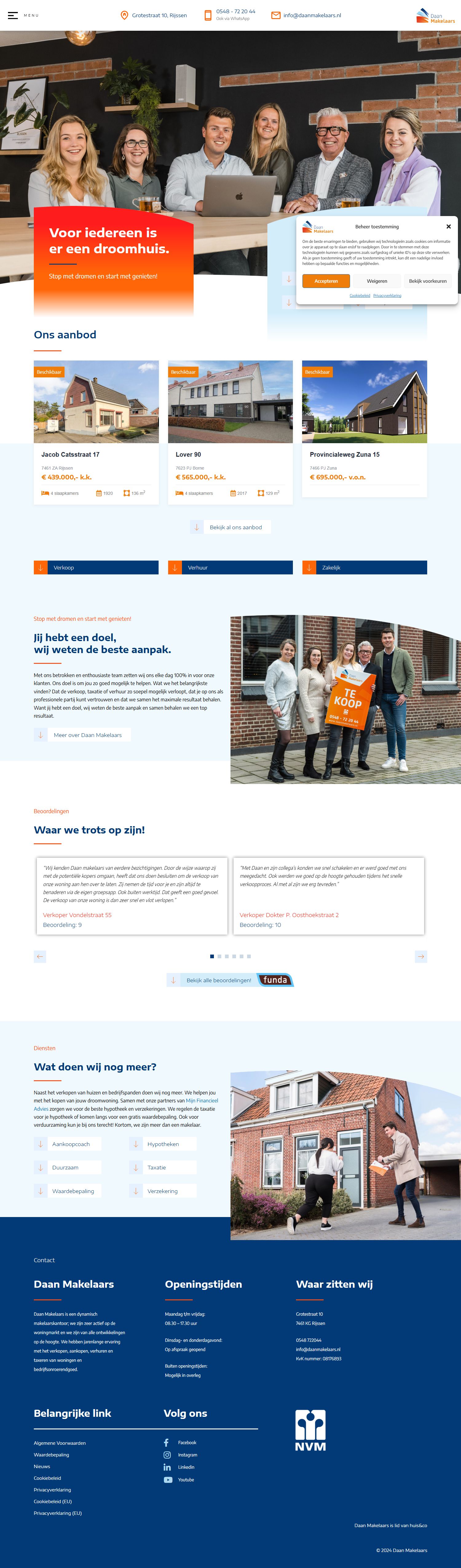 Screenshot of the website of www.daanmakelaars.nl