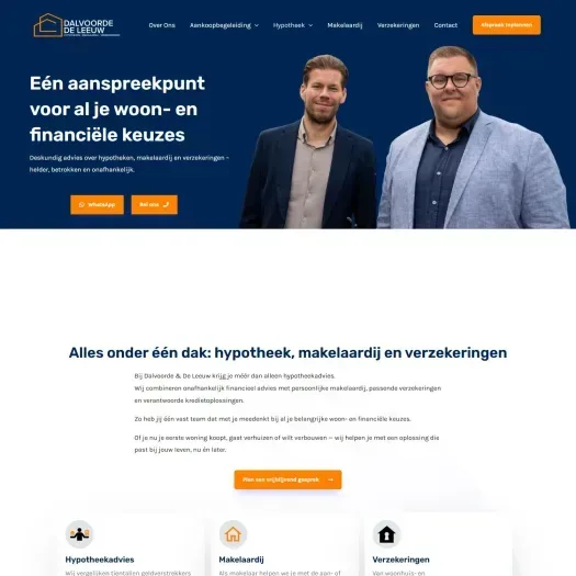 Screenshot van de website van dalvoorde-deleeuw.nl