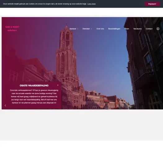 Screenshot van de website van www.damenhooftmakelaars.nl