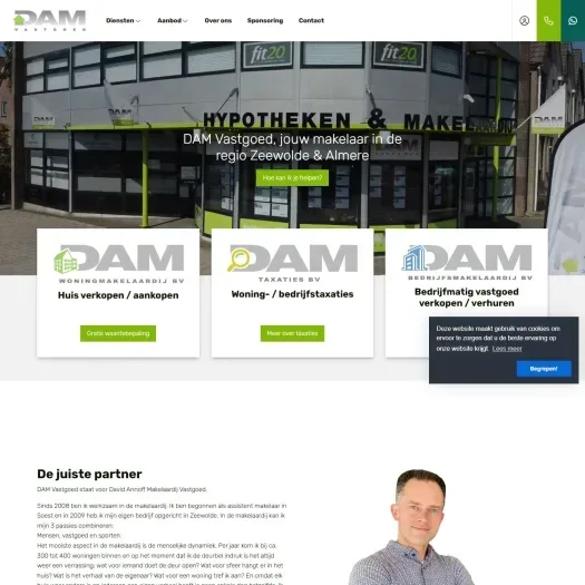 Screenshot van de website van www.damvastgoed.nl